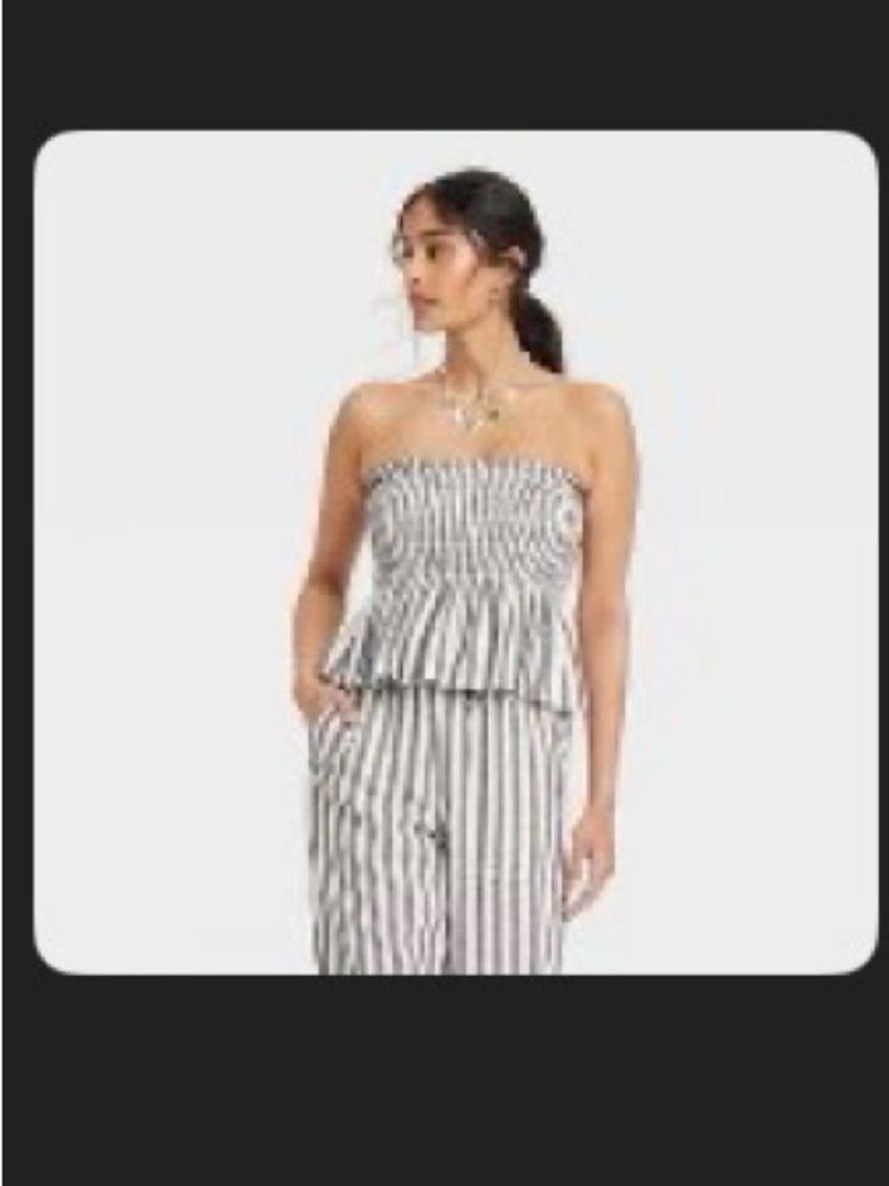 Universal Thread Linen Navy & White Striped Smocked top and pants - Picture 14 of 15